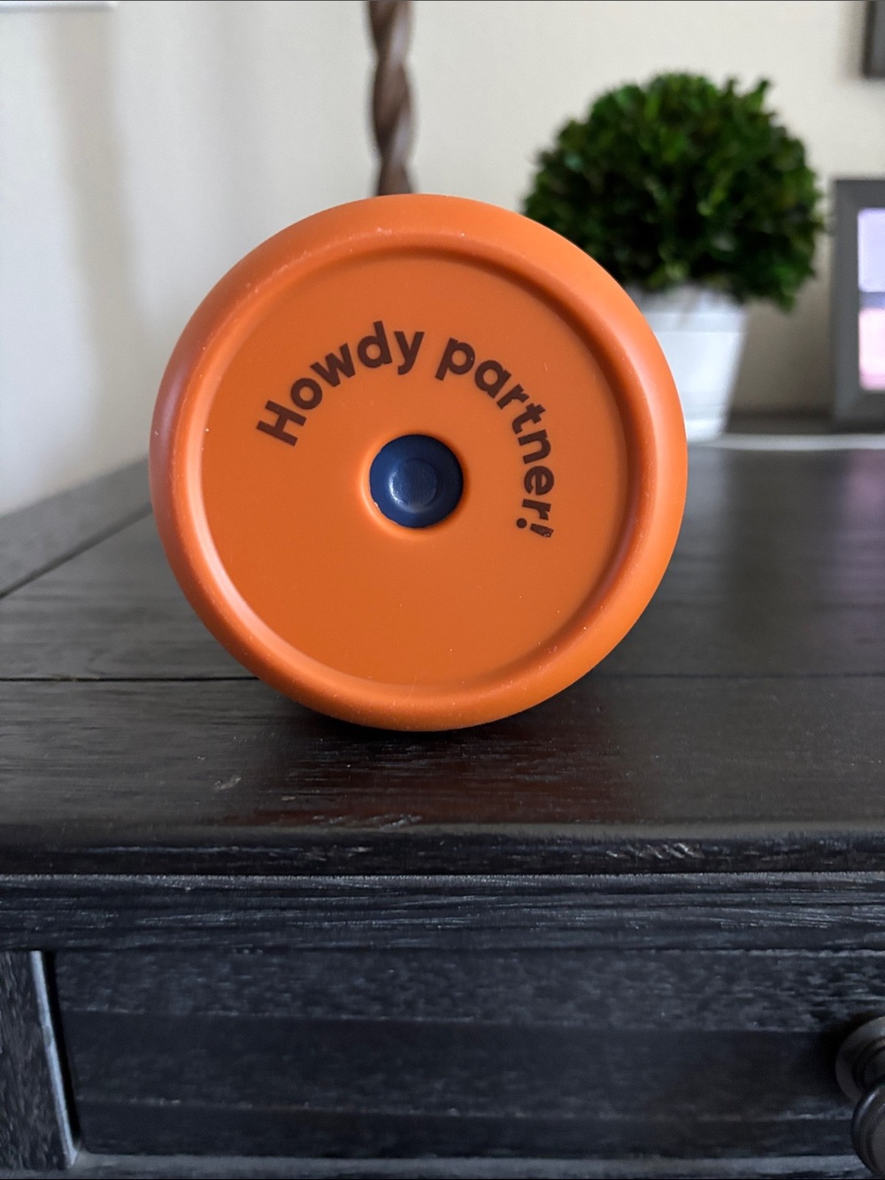 Owala Insulated Water Bottle — Navy Blue with Orange Base - Picture 3 of 5